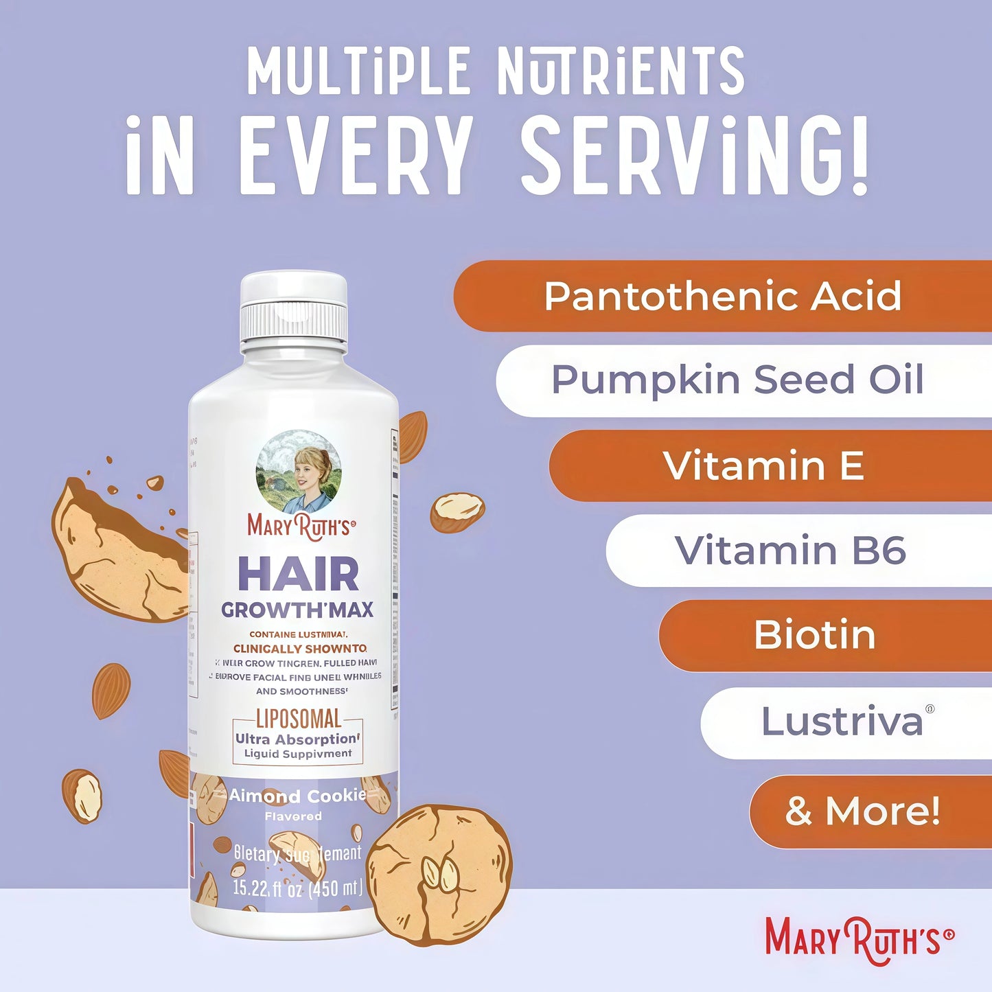 MaryRuth's Advanced Hair Care Bundle - Daily Liquid Hair Formula 16 oz & Hair Growth Max Liposomal 15.22 oz