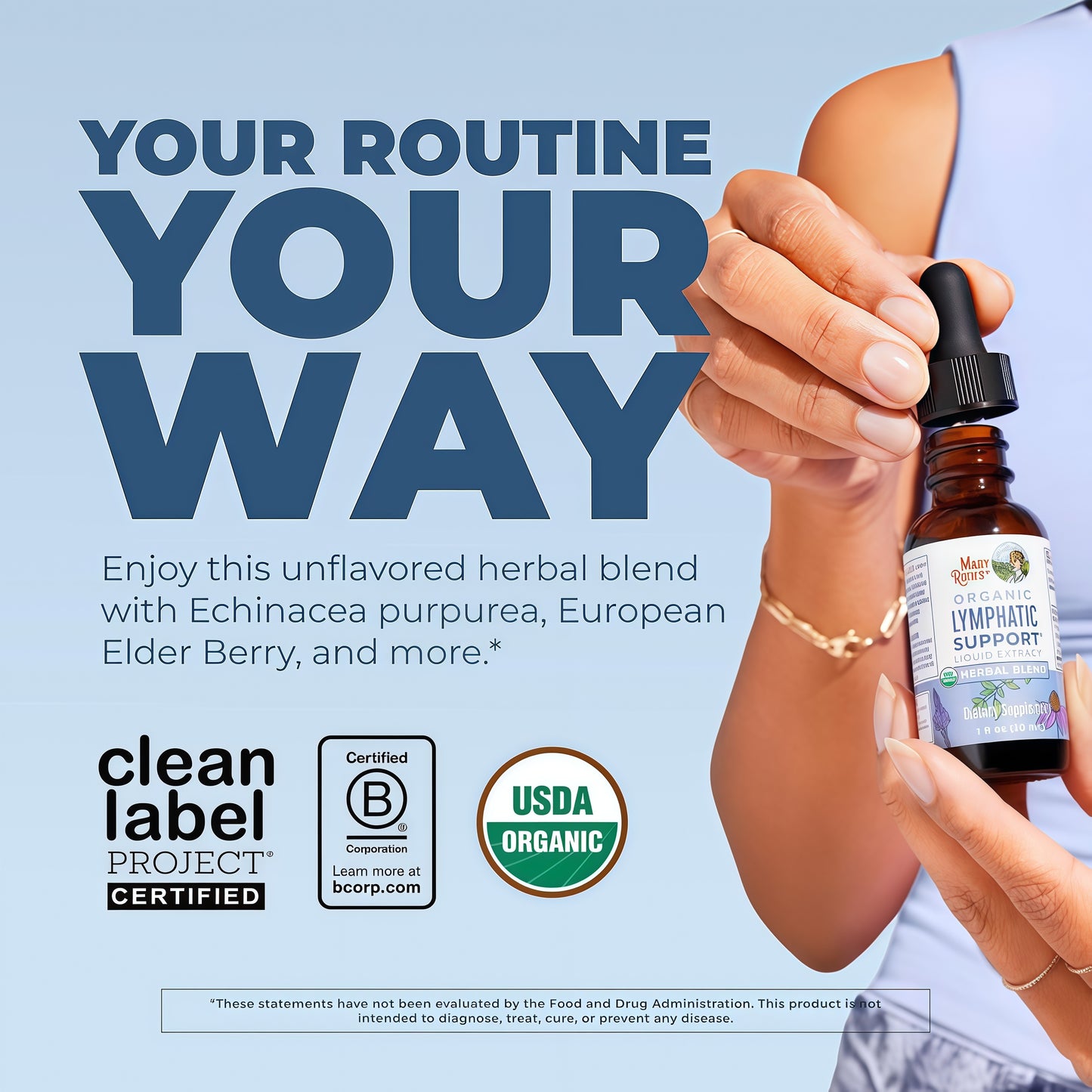 MARYRUTH'S Organic Lymphatic Support Liquid Drops, Herbal Blend, Non-GMO USDA Organic, Herbal Blend with Echinacea & Elderberry, Blue Vervain, Vegan, Alcohol-Free, Non-GMO