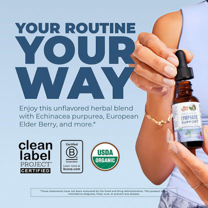 MARYRUTH'S Organic Lymphatic Support Liquid Drops, Herbal Blend, Non-GMO USDA Organic, Herbal Blend with Echinacea & Elderberry, Blue Vervain, Vegan, Alcohol-Free, Non-GMO