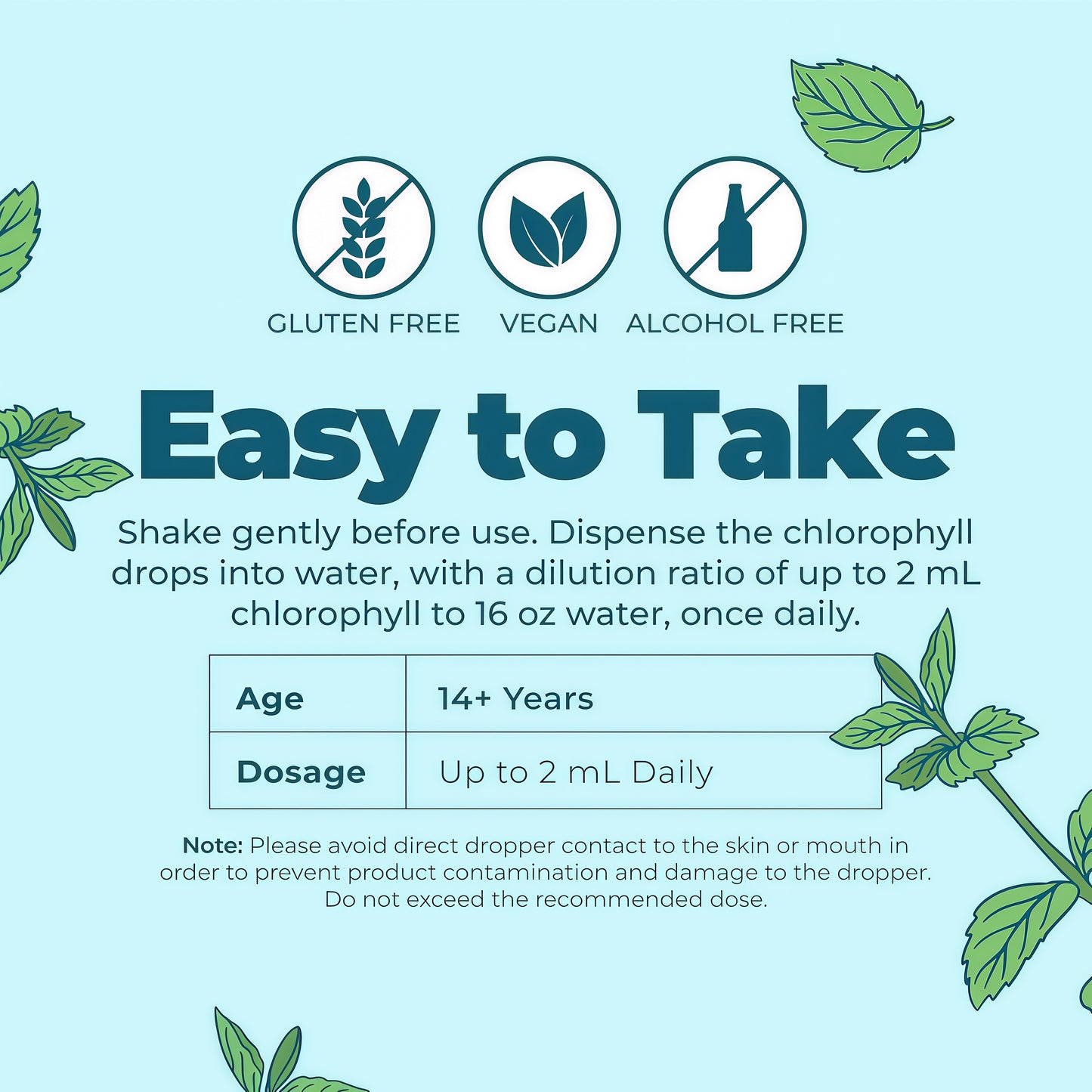 MaryRuth's Chlorophyll Liquid Drops, Delicious Minty Flavor, Vegan, 2 Fl Oz Clean Label Project Certified®, Vegan, Non-Diluted Liquid Chlorophyll, Mulberry Derived Supplement for Ages 14+, Non-GMO
