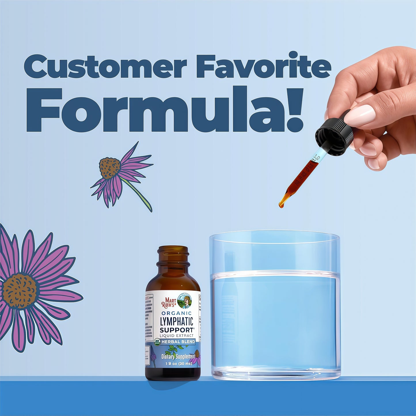 MARYRUTH'S Organic Lymphatic Support Liquid Drops, Herbal Blend, Non-GMO USDA Organic, Herbal Blend with Echinacea & Elderberry, Blue Vervain, Vegan, Alcohol-Free, Non-GMO