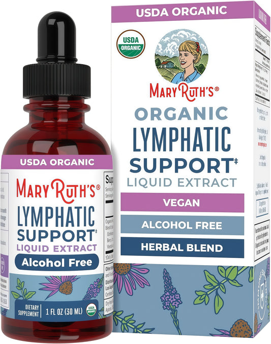MARYRUTH'S Organic Lymphatic Support Liquid Drops, Herbal Blend, Non-GMO USDA Organic, Herbal Blend with Echinacea & Elderberry, Blue Vervain, Vegan, Alcohol-Free, Non-GMO
